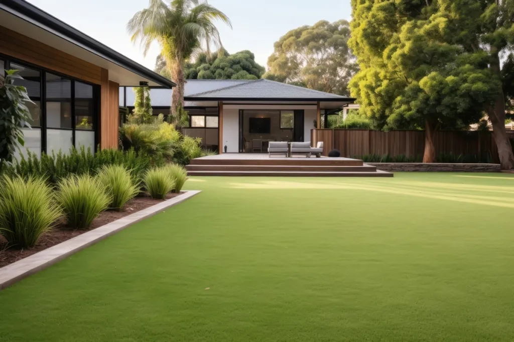 Modern Residential Home Backyard with Landscaping